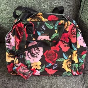 Vera Bradley Red and Pink Travel Bag with Floral Design